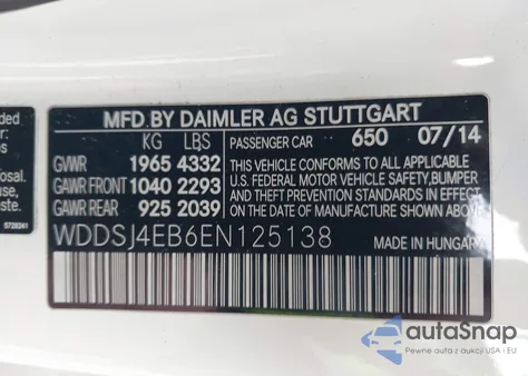 2014 Mercedes-Benz Cla 250 from USA, damaged, VIN WDDSJ4EB6EN125138